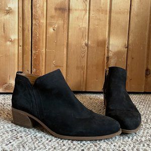 Franco Sarto Laslo Black Ankle Boot Suede Size 9.5 Pointed Toe